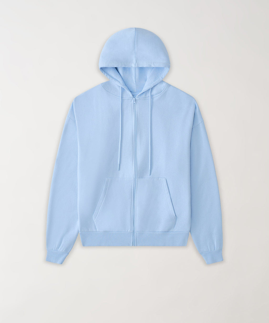 Essential Boxy Fit Zip Up Hoodie - Blue