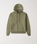 Essential Boxy Fit Zip Up Hoodie - Olive Green