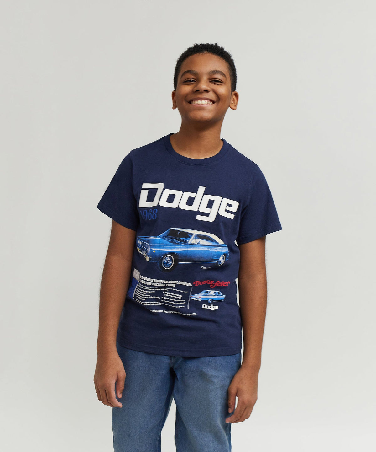 Dodge White Hat Special Kid's Graphic Short Sleeve Tee - Dark Blue