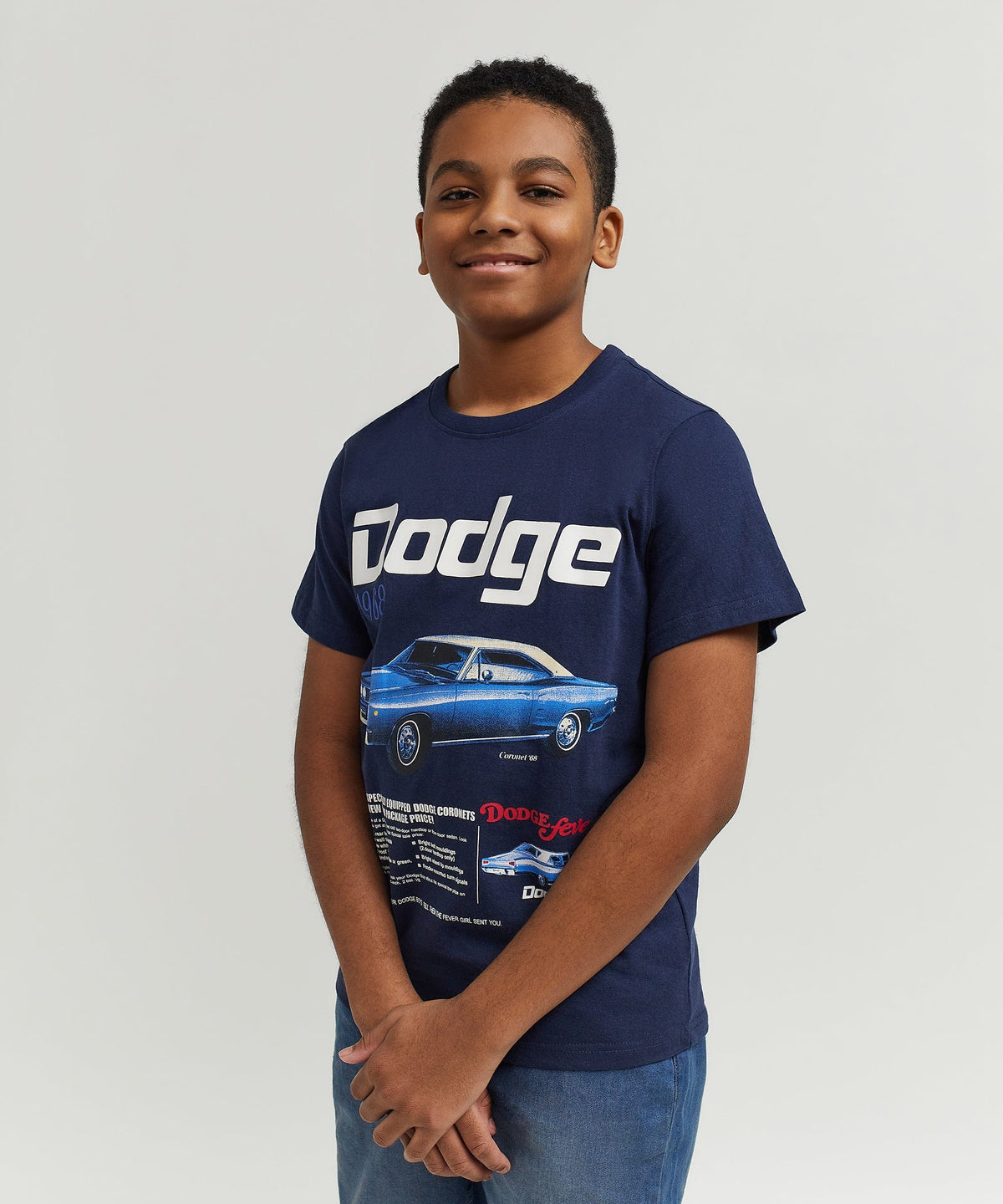 Dodge White Hat Special Kid's Graphic Short Sleeve Tee - Dark Blue