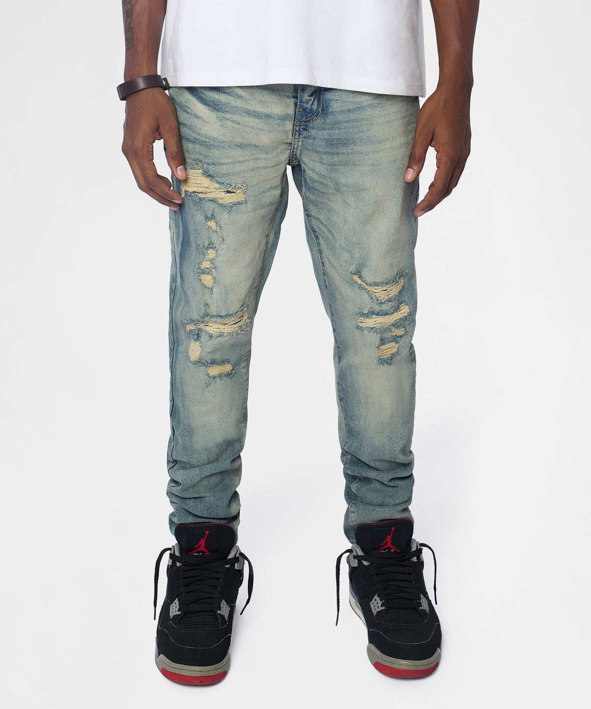 Drifter Distressed Skinny Jeans - Medium Indigo