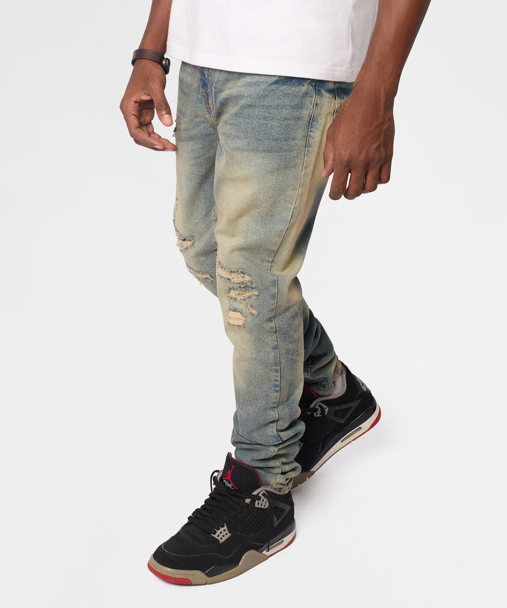 Drifter Distressed Skinny Jeans - Medium Indigo