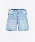 Dunes Rip and Repaired Denim Shorts - Medium Blue