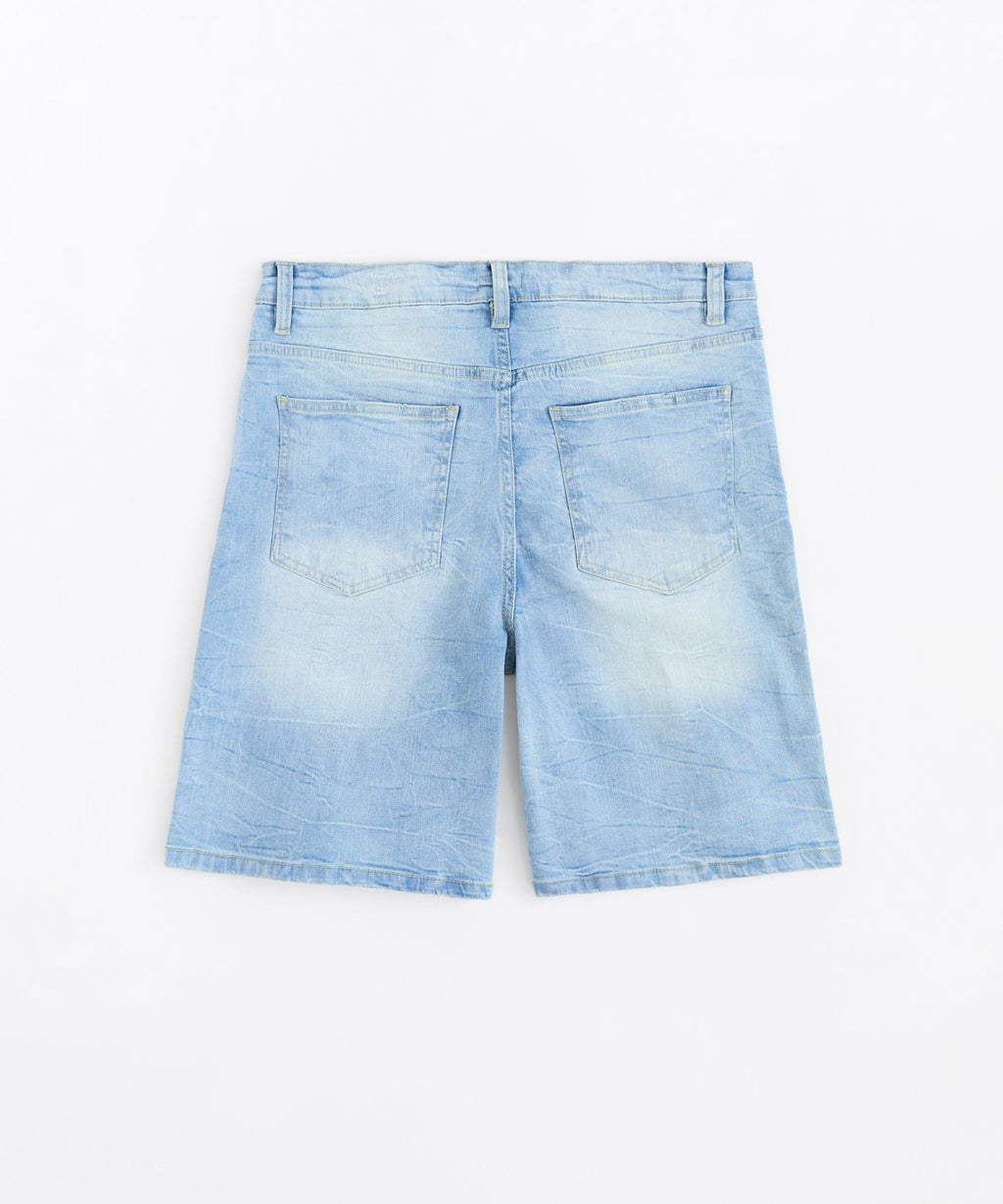 Dunes Rip and Repaired Denim Shorts - Medium Blue