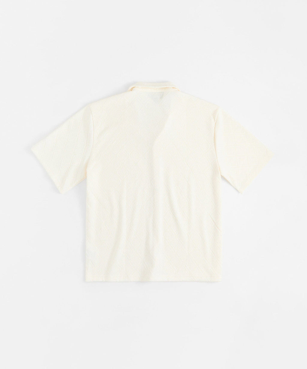 Essential Button-Down Textured Short Sleeve Shirt - Beige